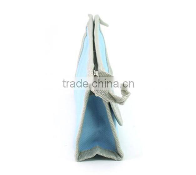 Promotion plain decorative polyester Basic cosmetic pouch with contrast color trimming