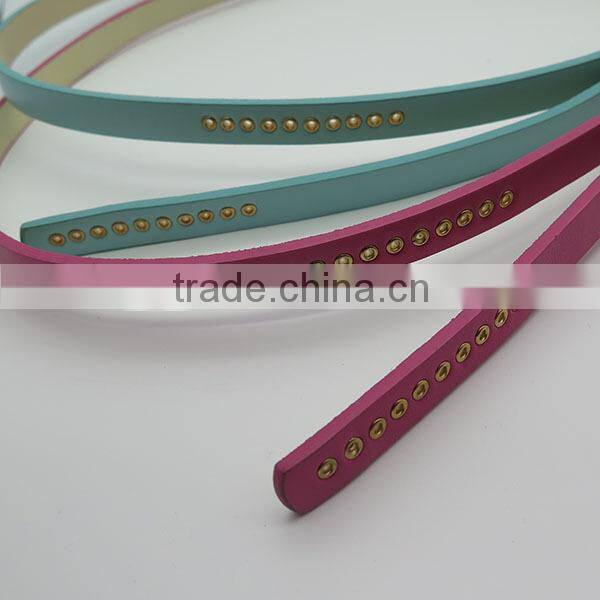 Lady's fashion skinny belt with eyelet