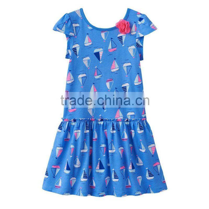 Summer new styled frock short sleeve design cotton dress for baby girl wholesale kids summer dress