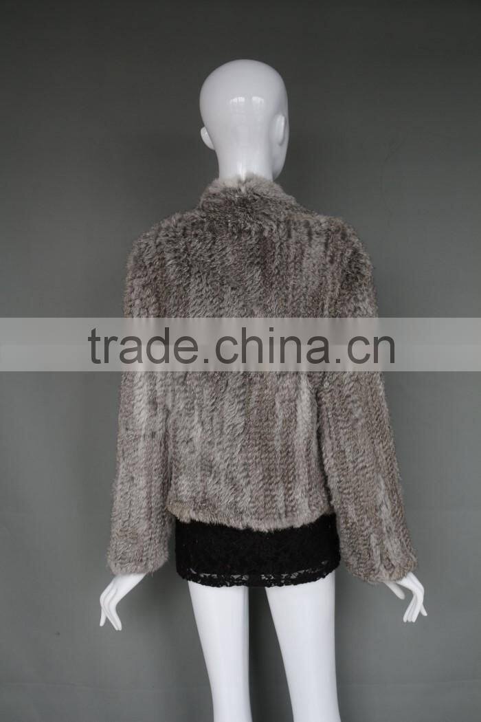 women's fashion oversize knitted rabbit fur short coat ladies winter fur coat