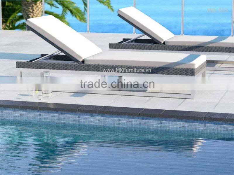 Rattan Outdoor Furniture Sun Lounger - Poly rattan daybed 1.2 mm thickness Alu Frame, power coating wicker furniture