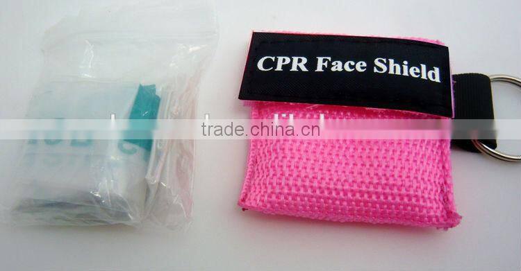 CPR safety training product cpr mask face barriers with keychain lynon pouch