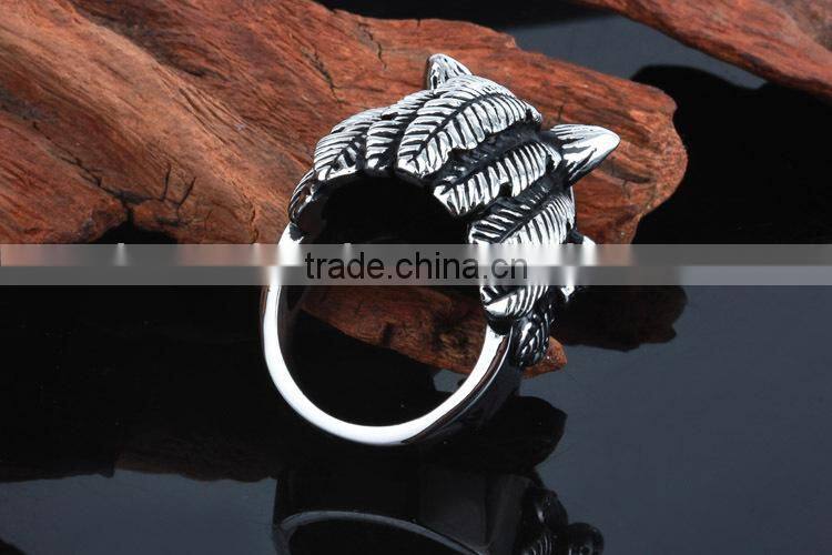 KSTONE Men's Silver 316L Stainless Steel animal skull biker ring