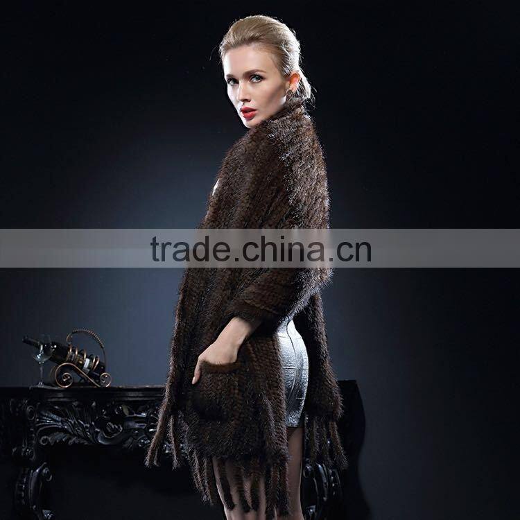 Hot Selling Ladies Real Knitted Mink Fur Wrap for Elegant Women with Cheap Price Wrap