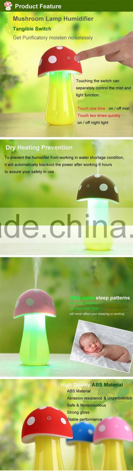 New mushroom lamp led night light usb humidifier purifier air diffuser atomizer