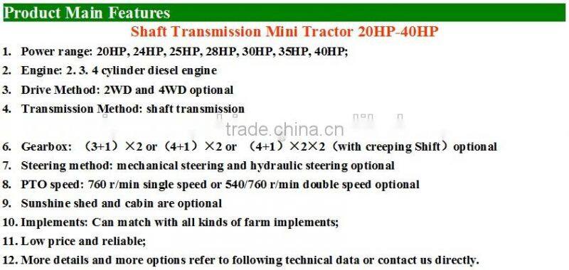 10% discountr of 20-40hp Shaft tractor with CE and ISO certificate