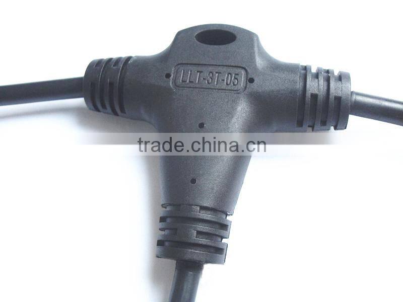 LED lighting 3-Way Molded Waterproof wire splitter T Connector