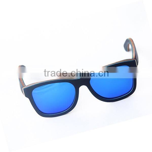 Eco-friendly recycle skateboard wood sunglasses with polarized lens