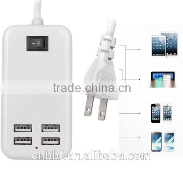 1.5M Desktop 4 Ports USB HUB AC Wall Power Charger Adapter US Plug With Switcher