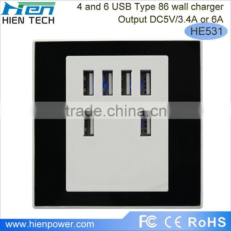 86 type mounting box for HE-522 series and HE-530 series USB wall socket using
