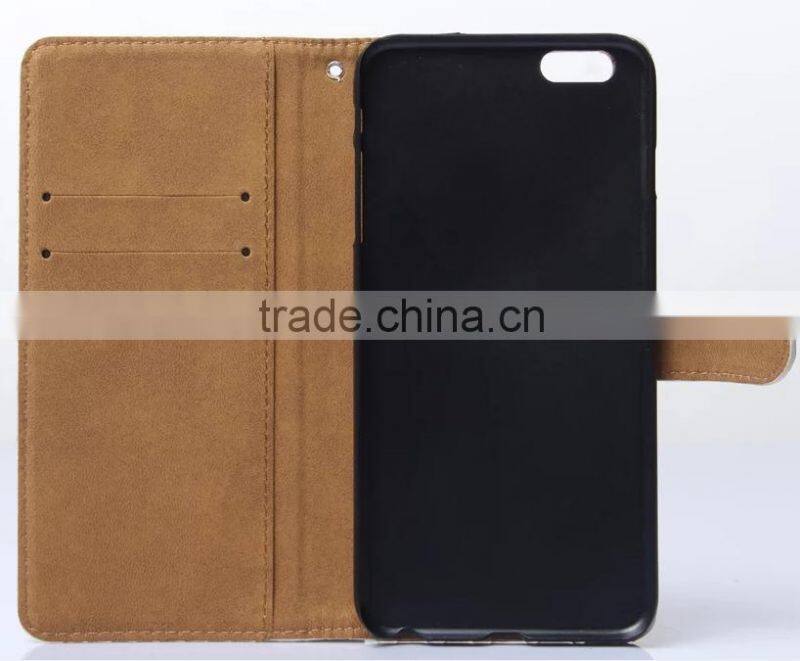 Classical woven design flip leather case cover for iphone 7 7plus, wallet case for iphone 7