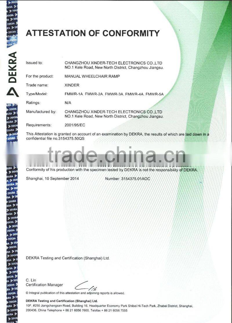 CE certificated customization Folding Manual Wheelchair Ramp with 350kg loading for bus