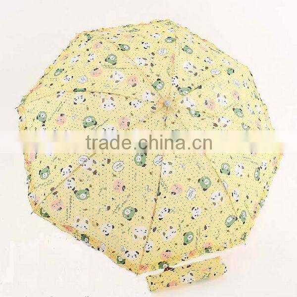 Fashion Little Bear Print Polka Dot Triple Folding Umbrella