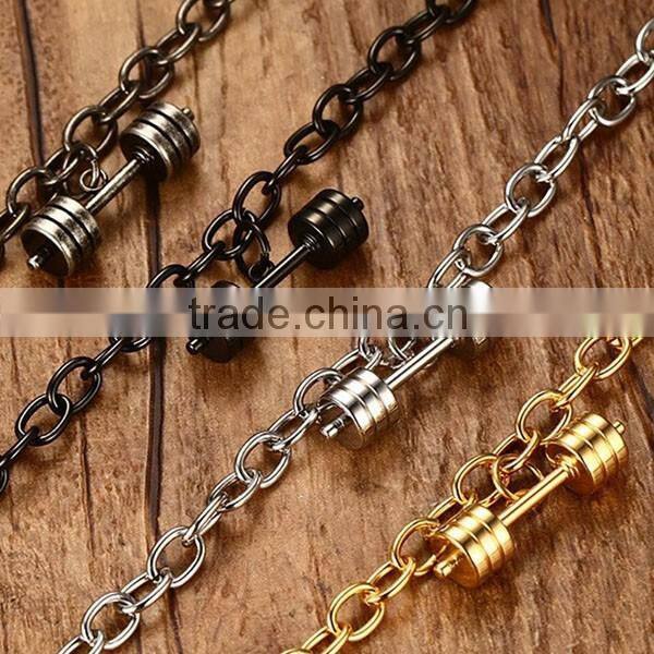 Fashion Dumbbell Pendant Stainless Steel Bracelet