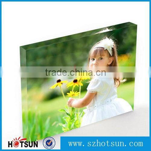 Clear solid acrylic photo block with picture sticker perspex picture block