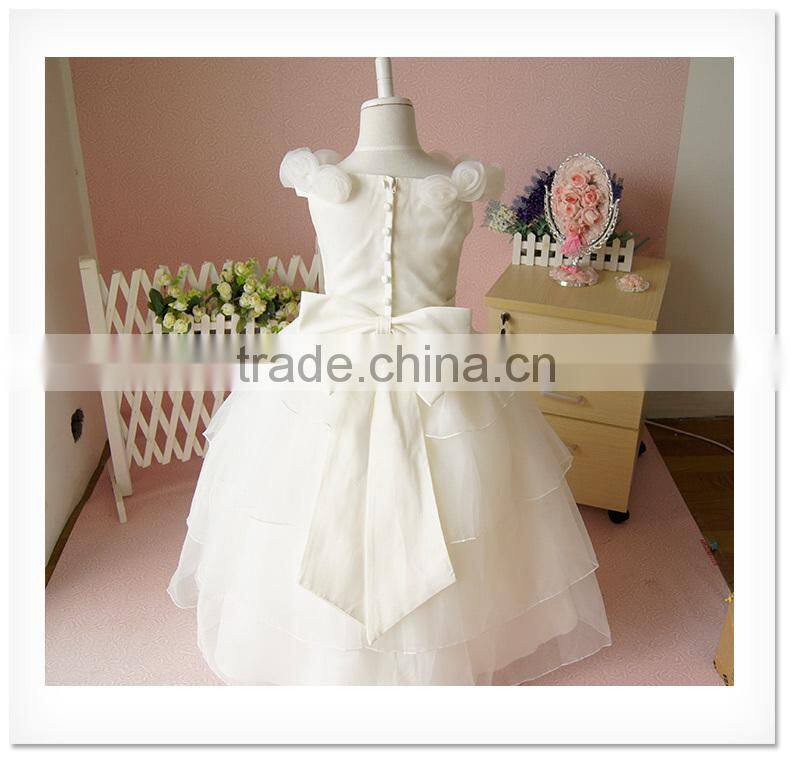 Fancy White Layered A-Line Scalloped Sleeveless Customized Vestidos Girl Dress for Wedding FG004 flower-girl-dress-patterns