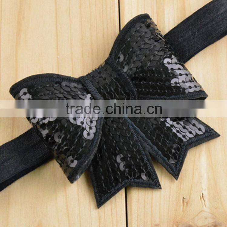 Girls sequins bow hairband for hair dress bling cheerleader sequin hair bow school girls bow hair