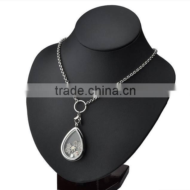 silver tear drop lockets living glass floating locket with crystal pendant