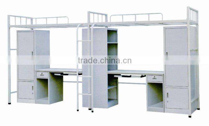 School Furniture Metal Bunk Bed with Study Table for Students