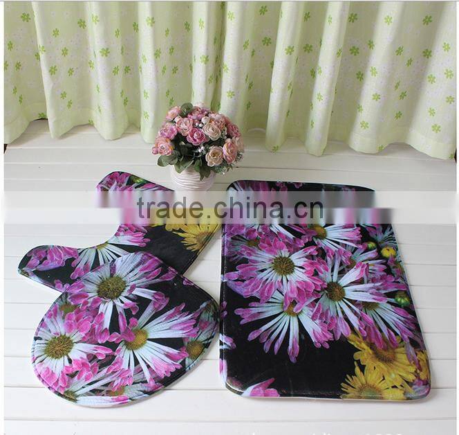 Anti-slip toilet mat 3pcs set comfortable microfiber bath mat set