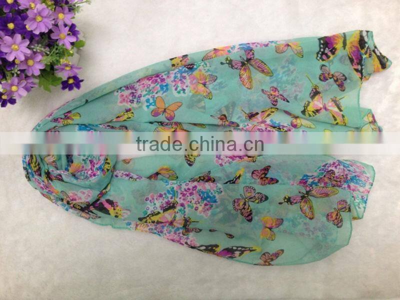 2014 New Fashion Lady Women Soft Butterfly Scarf Pashmina Shawl Wrap Large Print Stole Neck Warm