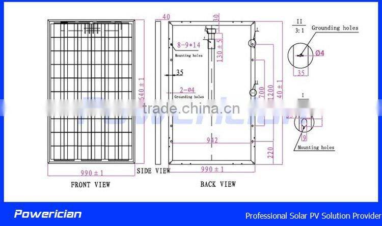 270Wp Mono Solar Panel 0+3% Tolerance Solar Power Plant Solar Panel PV Module
