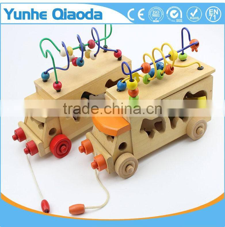 animal Shape Sorter truck and bead maze - Pull Along Toy - animal in many Shape Blocks