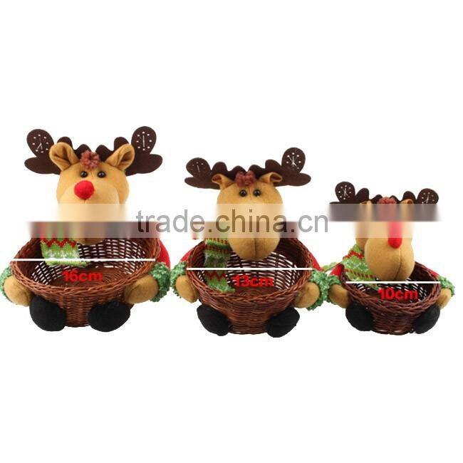 Lovely christmas deer style fine wickerwork basket for christmas gift