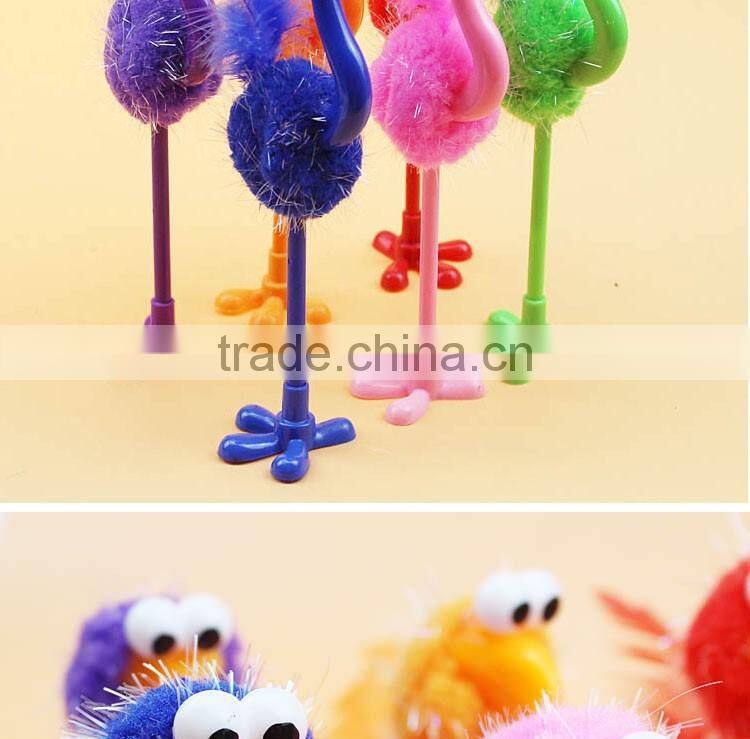 promotional wholesale cheap funny cartoon school office stationery mini plastic ostrich roller ball point pen