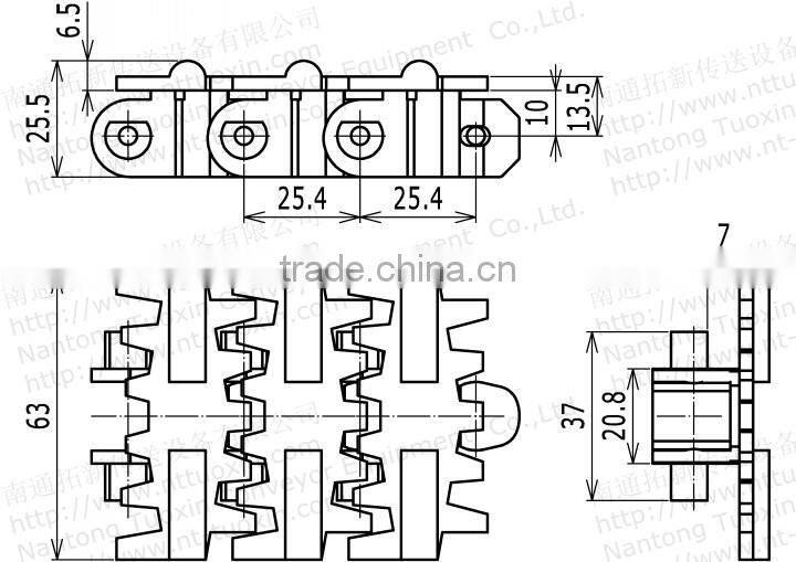 7000C Plastic Cleated Flexible Fingered Chains