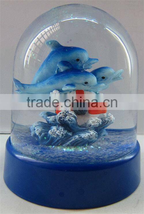 Large funny dolphin snow globe