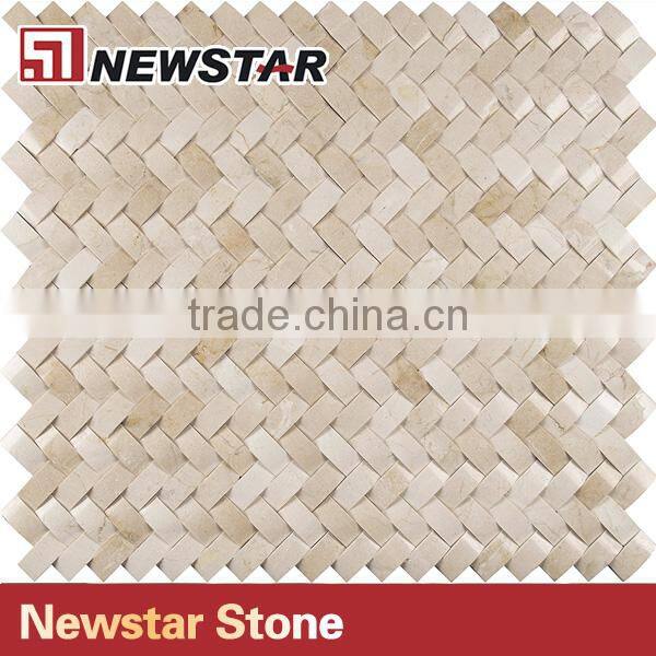 Newstar Herringbone 3d Cambered Crema Marfil Polished Tile Mosaic