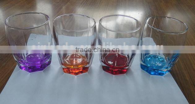 6pcs drinking water glass with colors on bottom