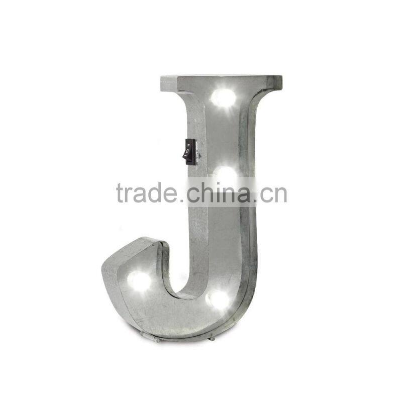 Carnival Decorative LED Light Metal Letter J With Battery Operated