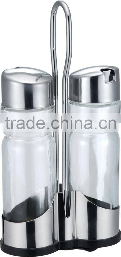 2 Pcs Stainless Steel Comdiment Set/Oil and Vinegar Cruet Set
