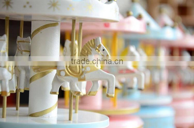 N533 Wooden Music Box Wooden Carousel Christmas Gift Decoration