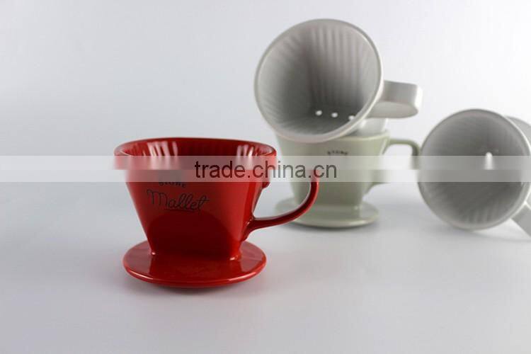 Factory wholesale Christmas promotional porcelain filter tool, ceramic cone coffee dripper