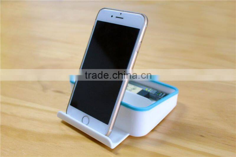Convenient Plastic Desktop Table Pad Cell Mobile Phone Bracket Stand Support Hoder With Storage Box