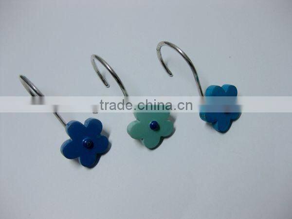 Colorful flower shape polyresin decorative wall hooks for bathroom
