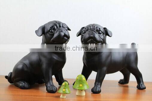 Black resin cute couple french bulldog statue