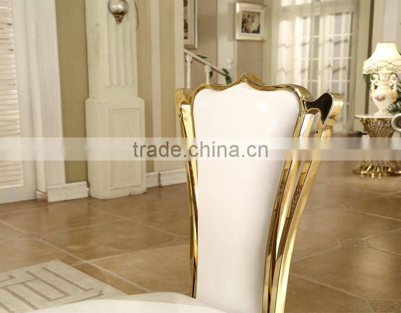 hot sale white PU golden stainless steel wedding chair