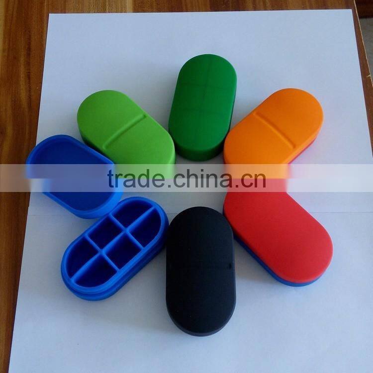 Eco-friendly silicone medical six-compartment pill cases/Medical food grade silicone pill cases