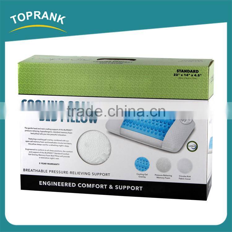 Hot sale comfort cooling gel overlay pressure relieving memory foam bed pillow