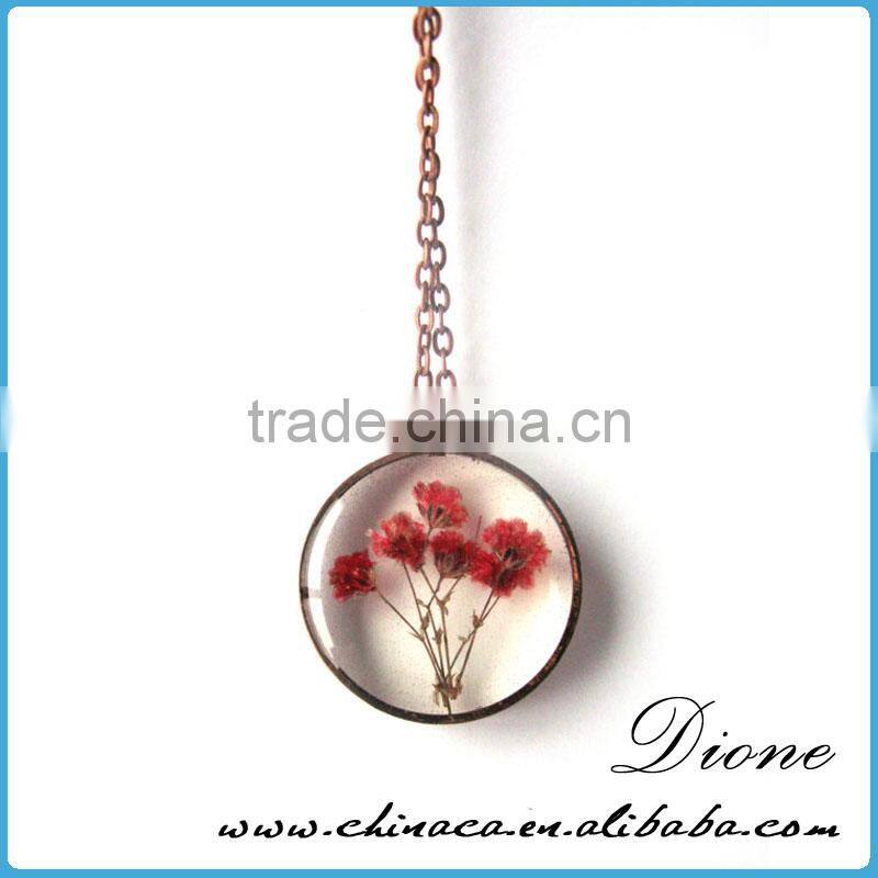 Low MOQ Resin Real Flower Necklace herbarium pendant