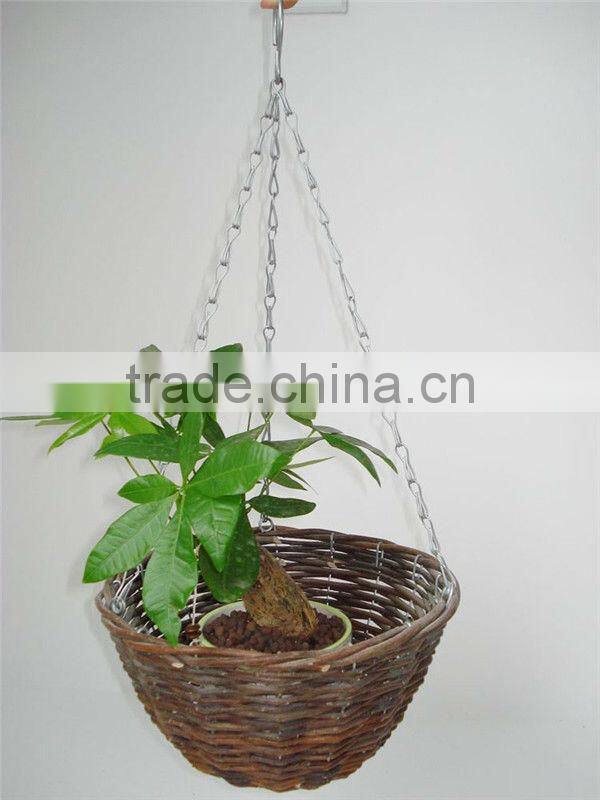 handwoven wicker hanging flower basket for garden decoration