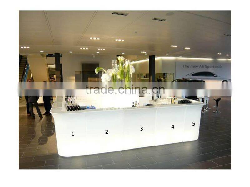 commercial bar furniture 16 colors remote contral white PE plastic high bar cocktail table illuminated led bar