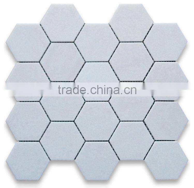 MM-CV257 Best quality livingroom decoration natural stone grace thassos white marble hexagonal mosaics tiles