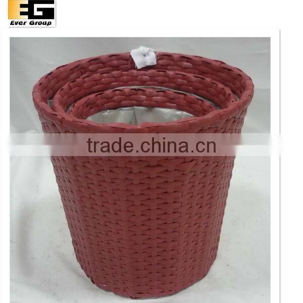 set of 3 bowl shape pe rattan woven planter