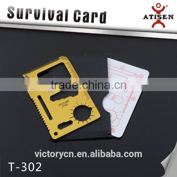 Colorfull gold stainless steel multi-functional in one survival porket knife