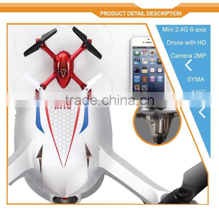 China import toys 2.4G rc drone with camera hd 2mp SYMA X11C syma drone